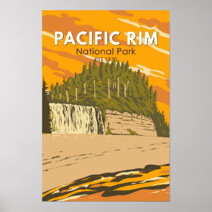 Affiche Réserve de parc national Pacific Rim Travel Vintag