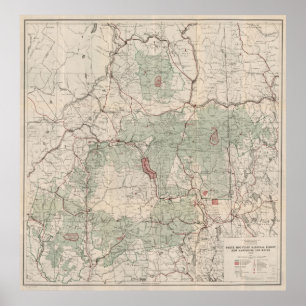 Affiche Réserve forestière blanche vintage Map (1931) de