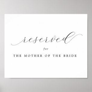 Affiche Réservé Mère du Mariage de mariée signe