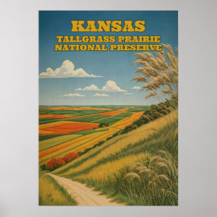 Affiche Réserve nationale des Prairies du Kansas Tallgrass