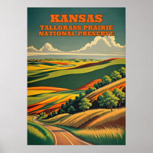 Affiche Réserve nationale des Prairies du Kansas Tallgrass