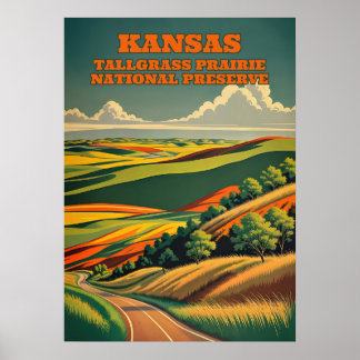 Affiche Réserve nationale des Prairies du Kansas Tallgrass