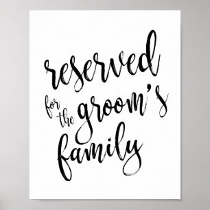 Affiche Réservé pour le Mariage famille Groom 8x10