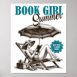 Affiche Réserver Fille Été Plonger Dans Un Bon Livre Plage