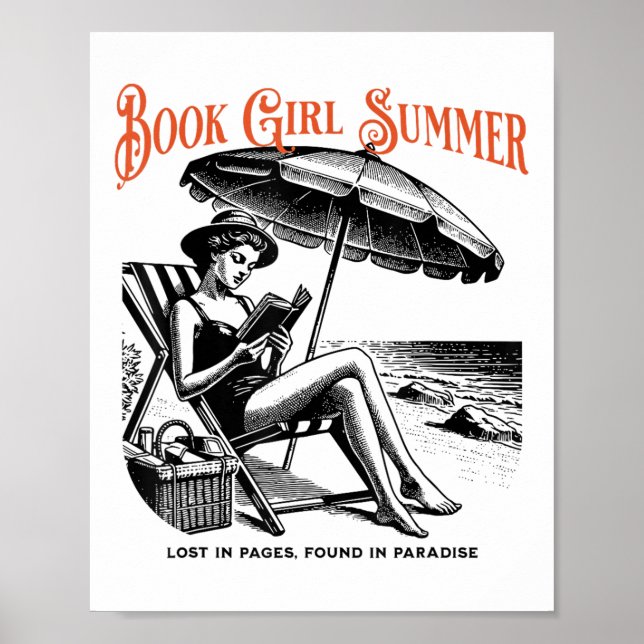Affiche Réserver Fille Summer Beach Vacation Lecture Réser (Devant)