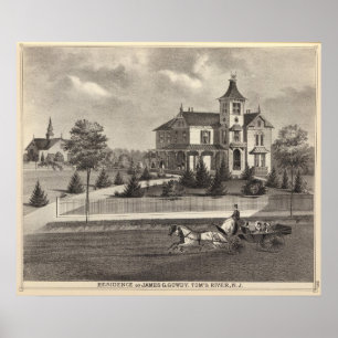 Affiche Résidence de James G Gowdy, la rivière de Tom, NJ