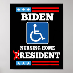 Affiche Résident de maison de retraite Biden Drôle Anti Jo