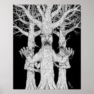 Affiche Résidents du Bois Diabolique Art Horreur Étrange
