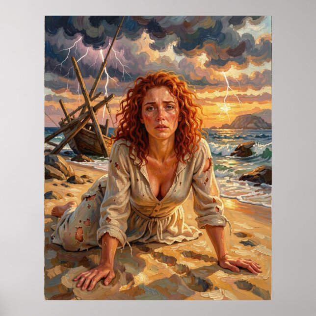 Affiche Résilience née de la tempête sur le rivage (Devant)