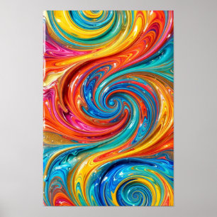 Affiche Résine Bonbon Vortex - Turquoise Jaune Ultra Brill