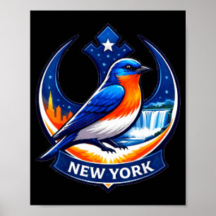 Affiche Résistance de l'oiseau de l'État de New York blueb