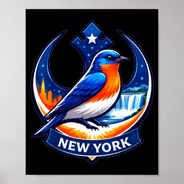 Affiche Résistance de l'oiseau de l'État de New York blueb (Devant)