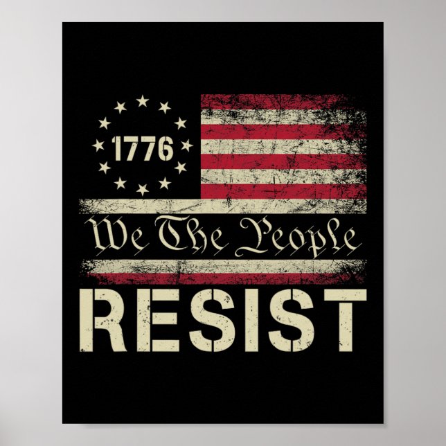 Affiche Résister À Trump Manifester Contre Le Drapeau Poli (Devant)