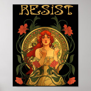 Affiche Résister Art Nouveau Mucha Anti-trump Femmes Fémin