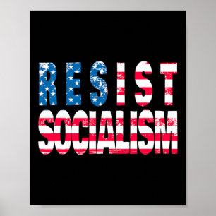 Affiche Résister au socialisme - Drapeau américain patriot