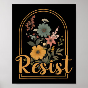 Affiche Résister aux fleurs minimalistes anti-Trump Pro po
