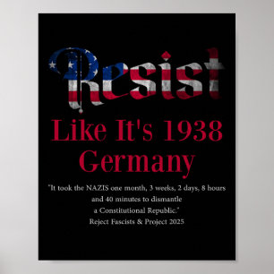 Affiche Résister Citation Pritker Allemagne 1938 Rejeter l