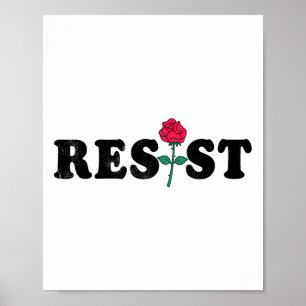 Affiche Résister Féministe Fleur Rose Femmes Féminisme Vin