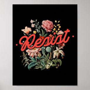 Affiche Résister Fleur Anti Trump Politique Protestation F