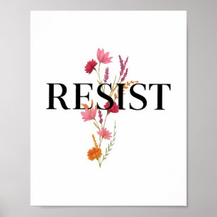 Affiche Résister Fleur Politique Féministe Droits Des Femm