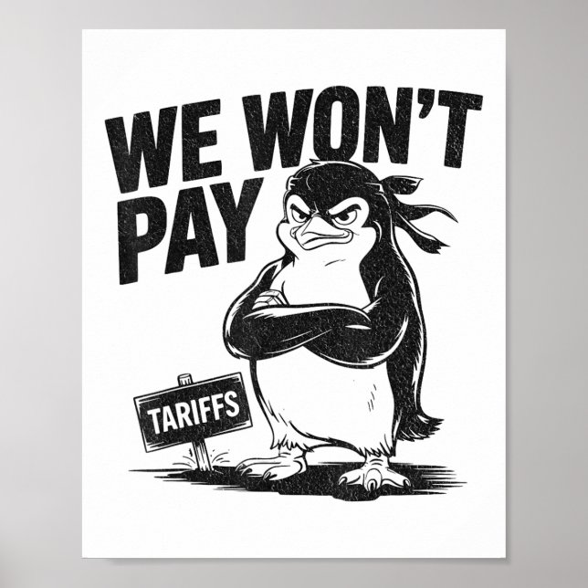Affiche Résistez à l'injustice politique drôle Penguin (Devant)