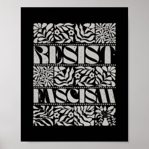 Affiche Résistez au Fascisme Boho Floral Subtil Anti Trump