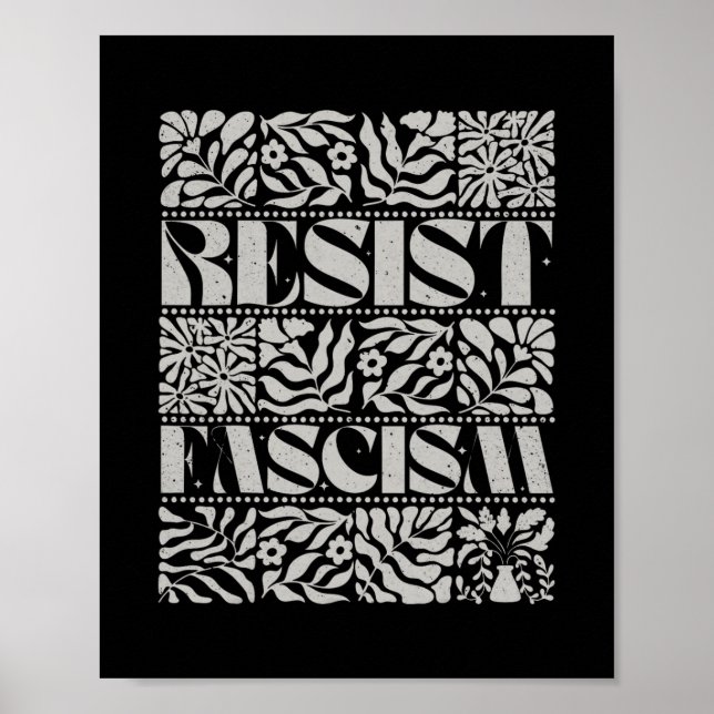 Affiche Résistez au Fascisme Boho Floral Subtil Anti Trump (Devant)