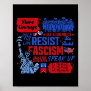 Affiche Résistez Au Fascisme Militant Libéral Statue De La