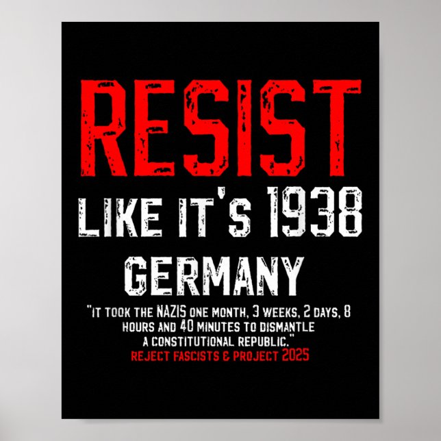 Affiche Résistez Comme Son Projet De Fascisme Rejeté Par L (Devant)