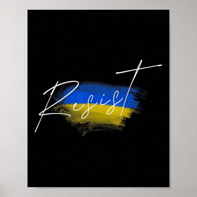 Affiche Résistez Drapeau Ukraine Ukrainien  (Devant)