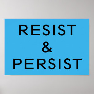 Affiche Résistez et persistez bleu vif