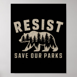 Affiche Résistez Sauvegardons Nos Parcs Nationaux Randonné