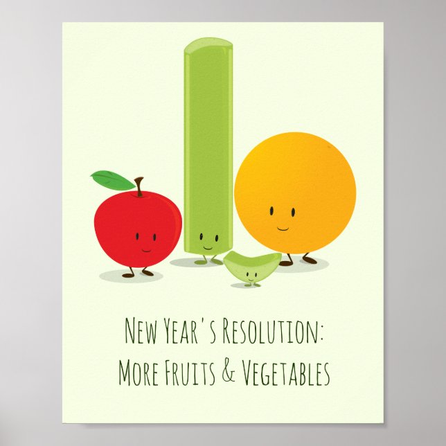 Affiche Résolution du Nouvel An Manger sainement Fruit Lég (Devant)