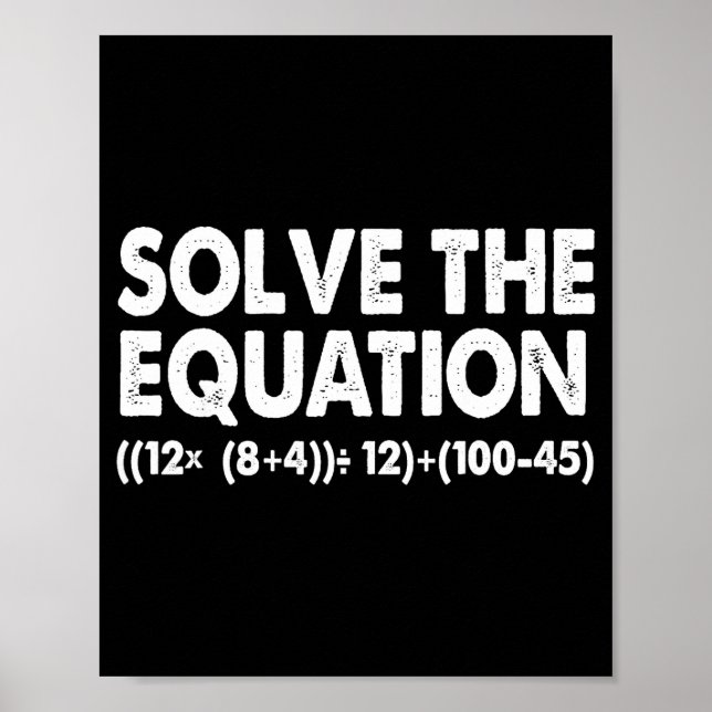 Affiche Résoudre l'équation Prof de maths drôle 67 Mème Si (Devant)