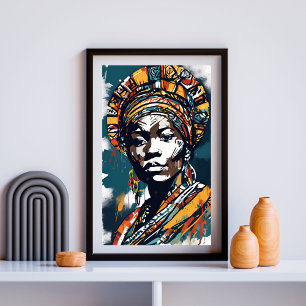 Affiche Résoudre Regal -Afrocentré Bold Portrait Art Impri