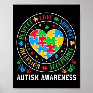 Affiche Respect Amour Soutien Acceptation Inclusion Autism