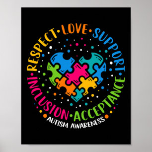 Affiche Respect Amour Support Inclusion Coeur Puzzle Autis