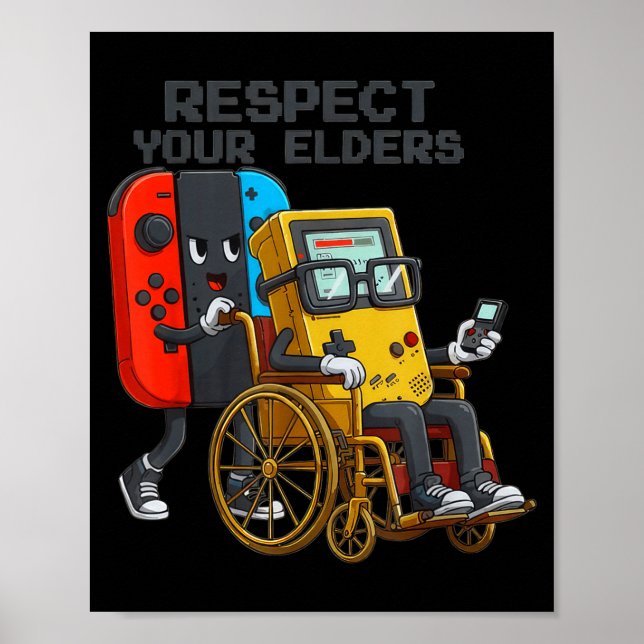 Affiche Respect Your Elders Gaming Control Retro Funny Gam (Devant)