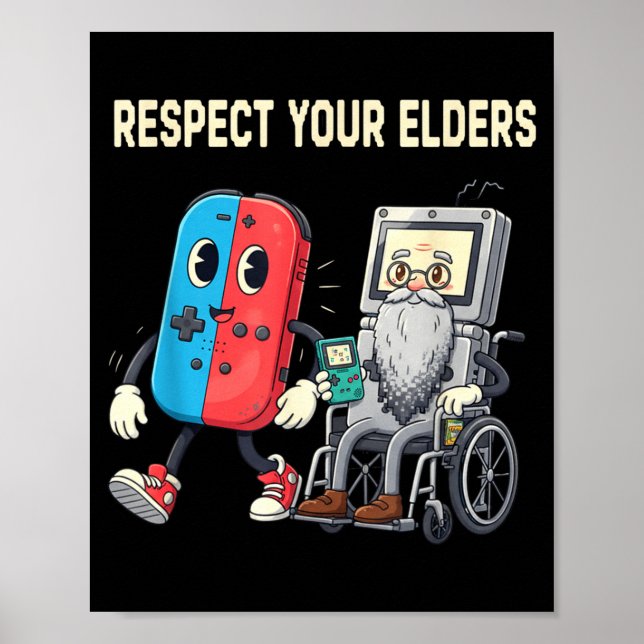 Affiche Respect Your Elders Retro Gaming Funny Gamer Contr (Devant)