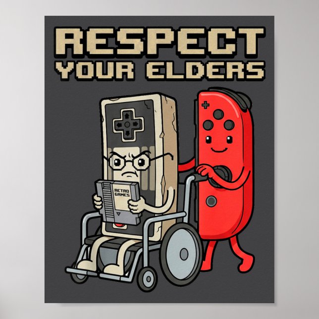 Affiche Respect Your Elders Retro Gaming Funny Gamer Contr (Devant)
