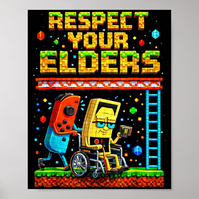 Affiche Respect Your Elders Retro Gaming Funny Gamer Contr (Devant)