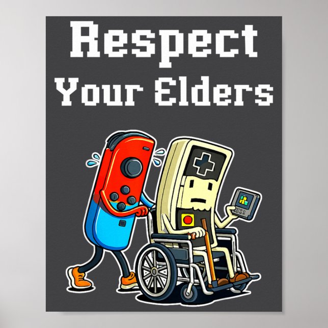 Affiche Respect Your Elders Retro Gaming Funny Gamer Contr (Devant)