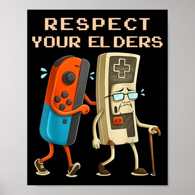 Affiche Respect Your Elders Retro Gaming Funny Gamer Contr (Devant)