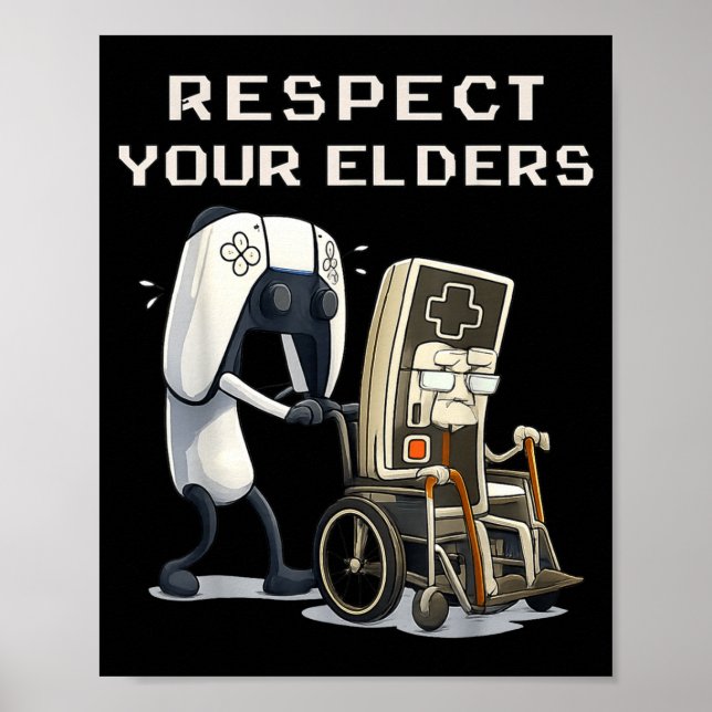 Affiche Respect Your Elders Retro Gaming Funny Gamer Contr (Devant)