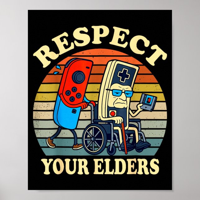 Affiche Respect Your Elders Retro Gaming Funny Gamer Contr (Devant)