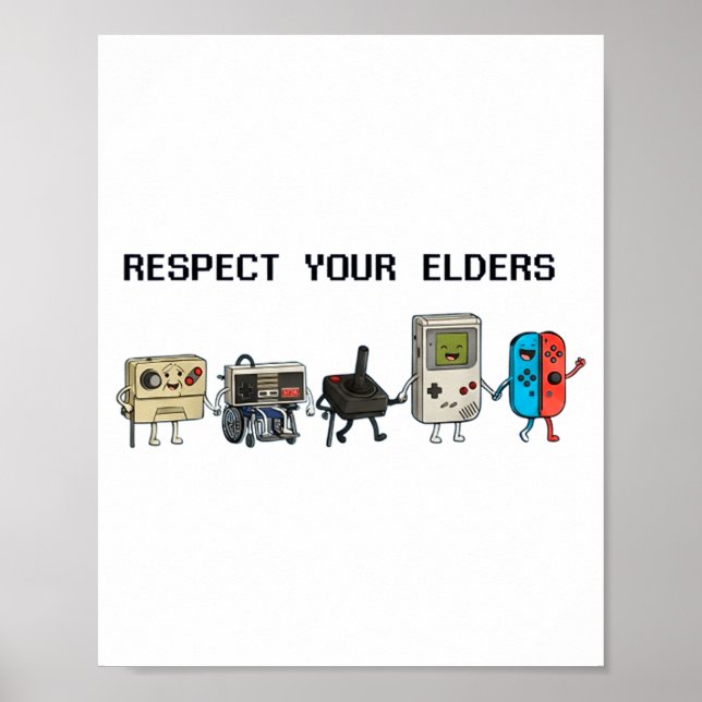 Affiche Respect Your Elders Retro Gaming Funny Gamer Contr (Devant)