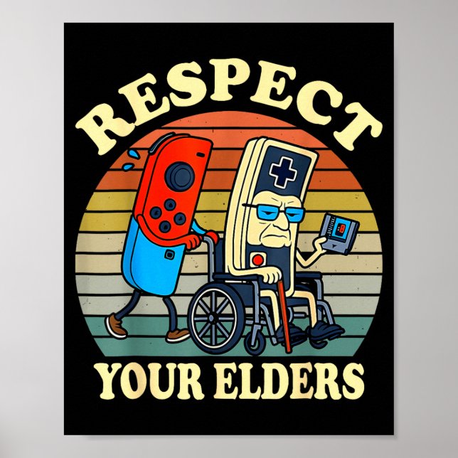 Affiche Respect Your Elders Retro Gaming Funny Gamer Contr (Devant)