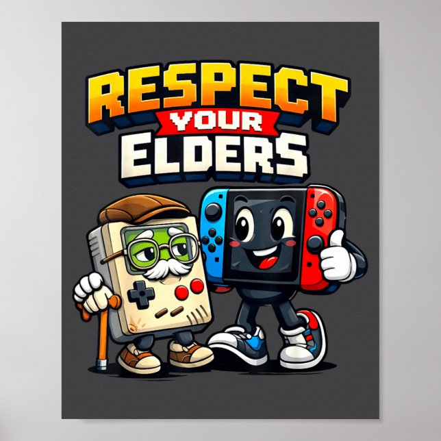 Affiche Respect Your Elders Retro Gaming Funny Gamer Contr (Devant)