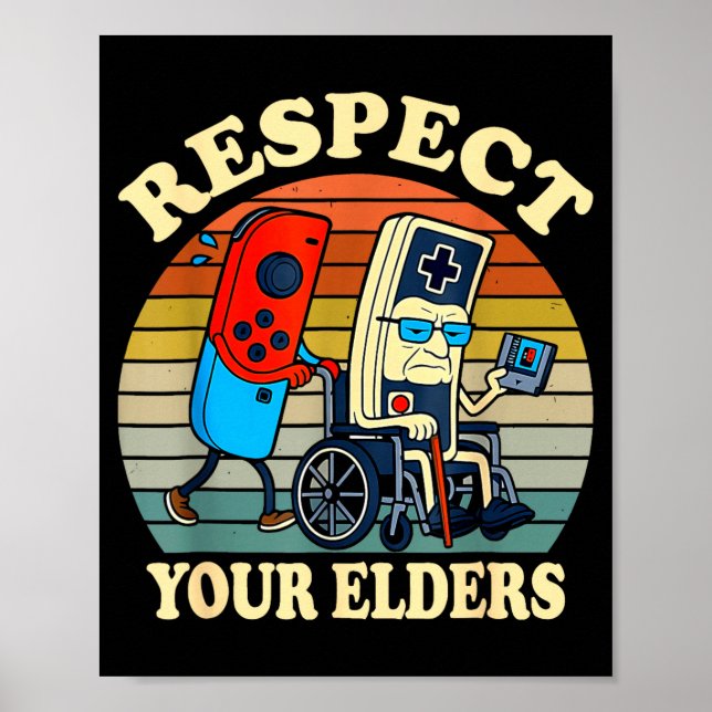 Affiche Respect Your Elders Retro Gaming Funny Gamer Contr (Devant)
