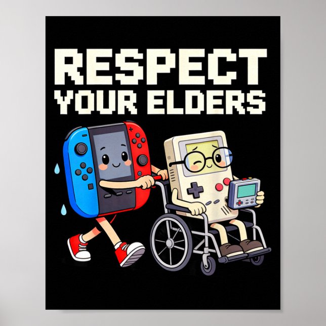Affiche Respect Your Elders Retro Gaming Funny Gamer Contr (Devant)